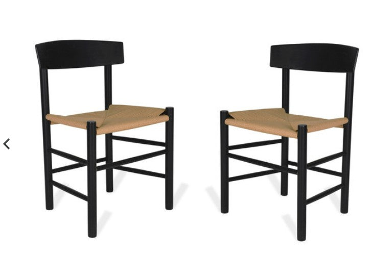Pair of Oak Chairs in Black