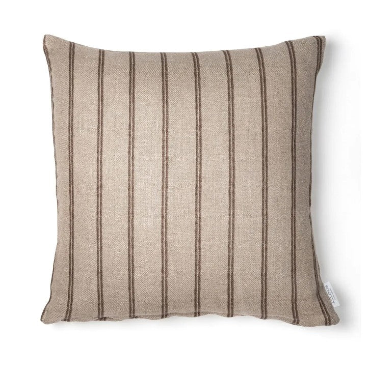 Striped Linen Cushion in Brown 43 x 43cm