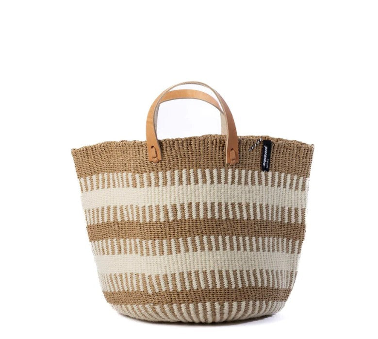 Medium Market Basket in White Rib