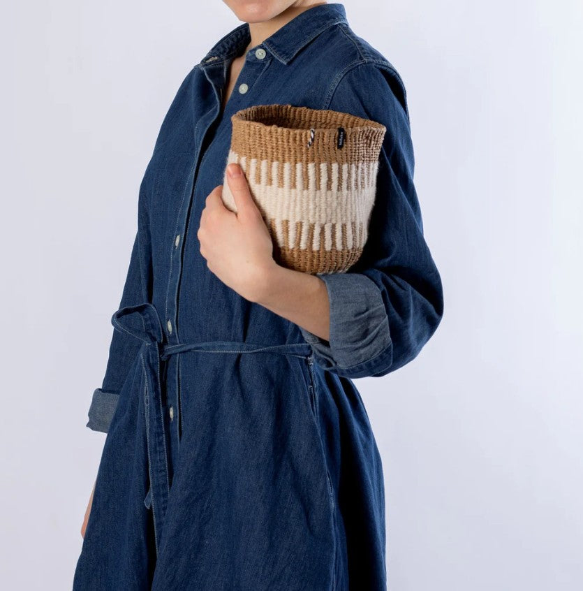 Extra Small Market Basket in White Rib