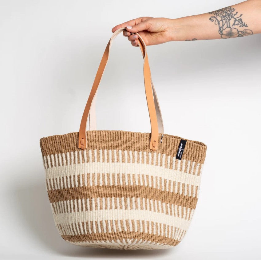 Medium Shopper Basket in White Rib
