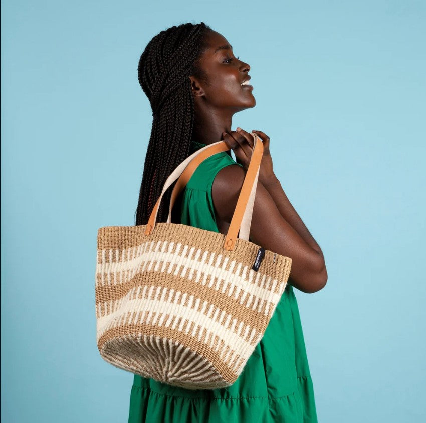 Medium Shopper Basket in White Rib