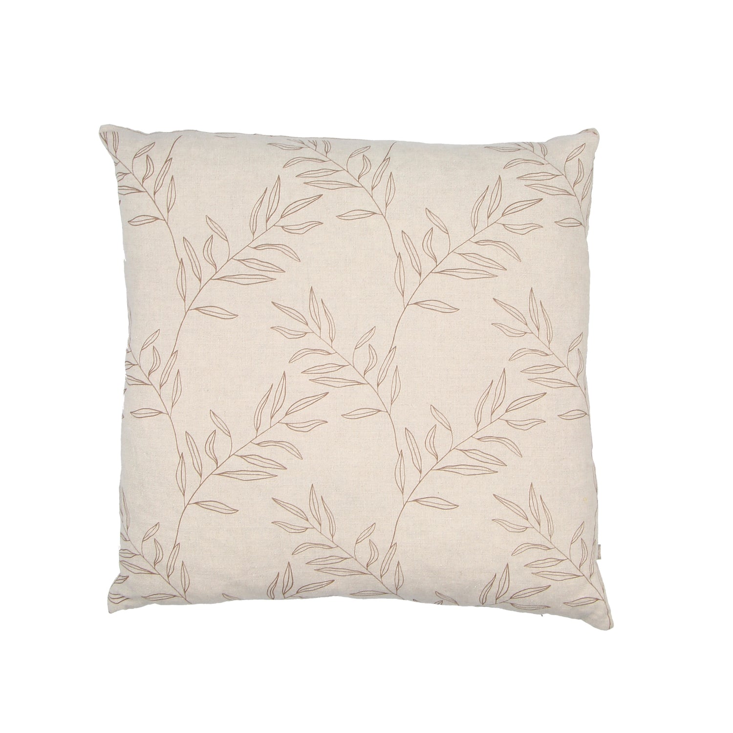 Leaf Print Cushion in Natural Beige