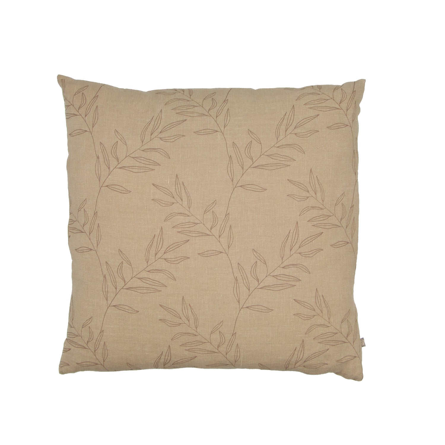 Leaf Print Cushion in Warm Sand