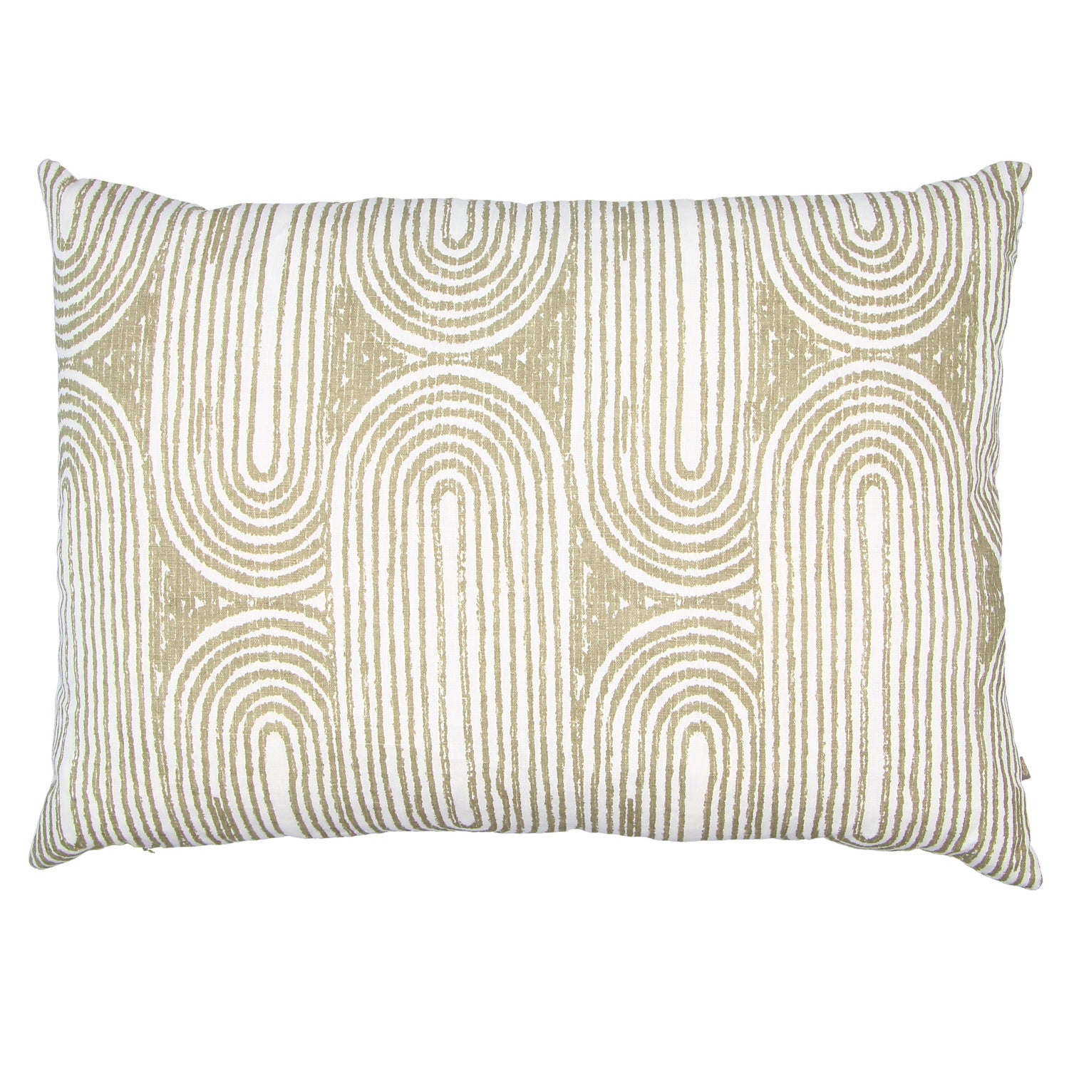 Embroidered Linen Cushion in Desert Beige