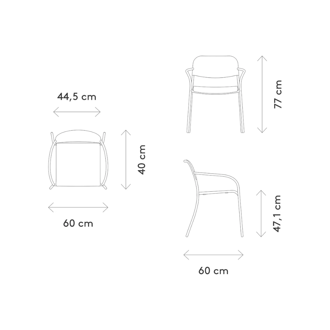 Outdoor Wire Arm Chair with Seat Rest in 2 Colours