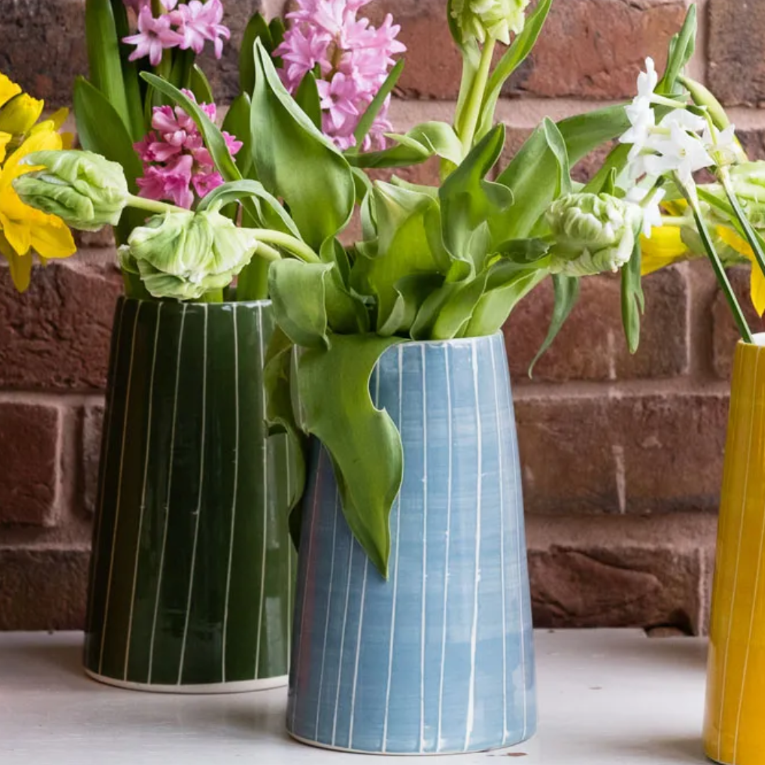 Ceramic Pitcher Sgrafitto Stripe - 6 Colours