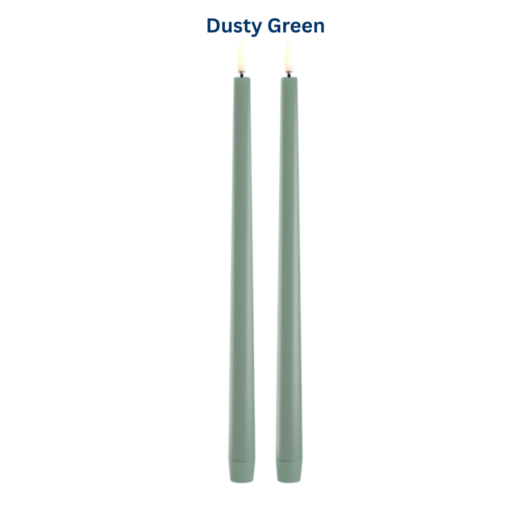 Medium Smooth Slim Taper Candles 32cm in 8 Colours