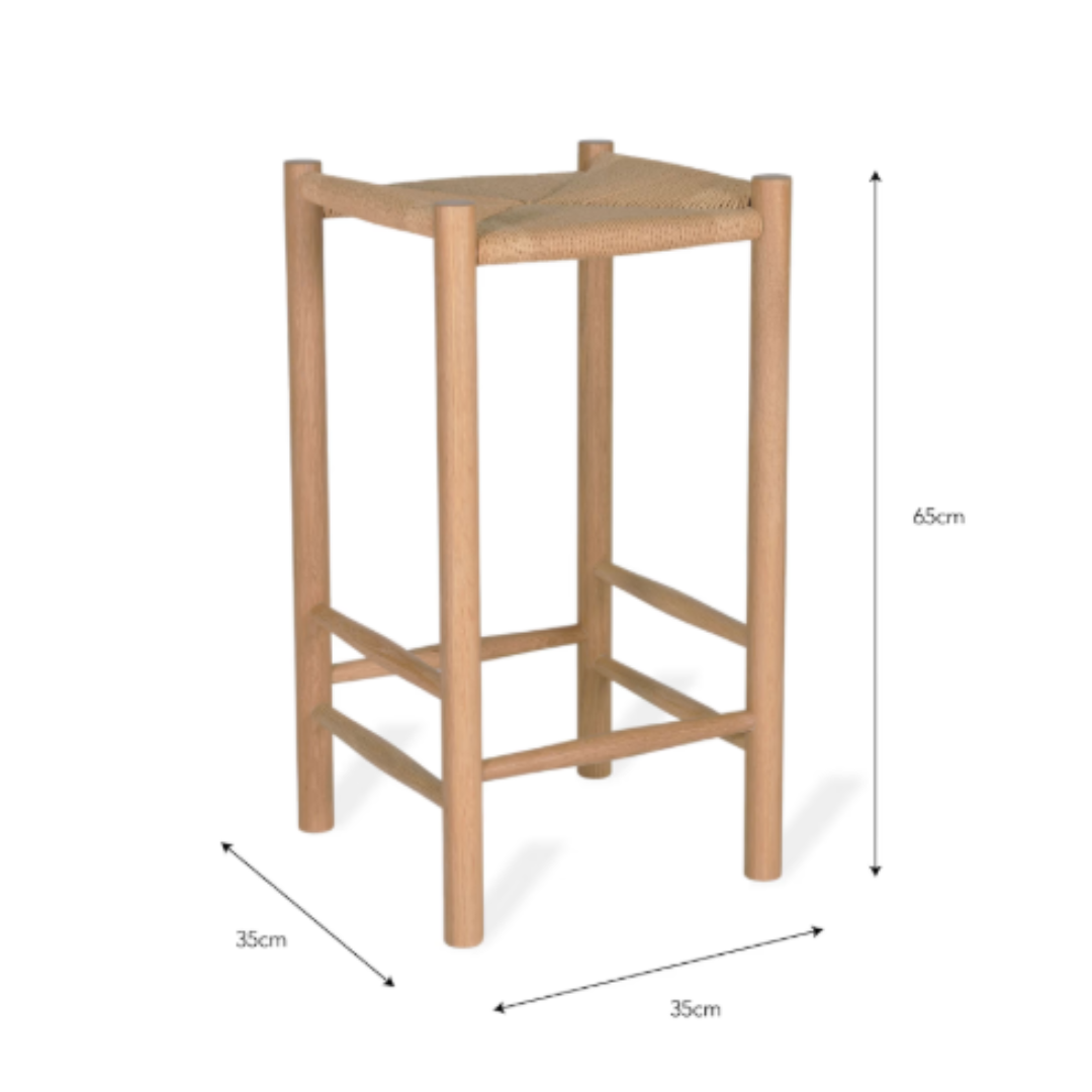 Oak & Papercord Bar Stool in Natural or Carbon