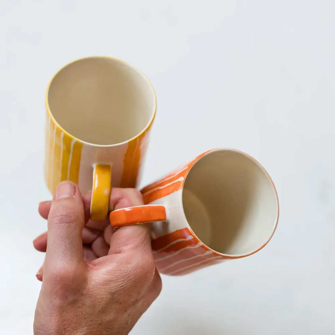 Ceramic Mug Sgrafitto Stripe