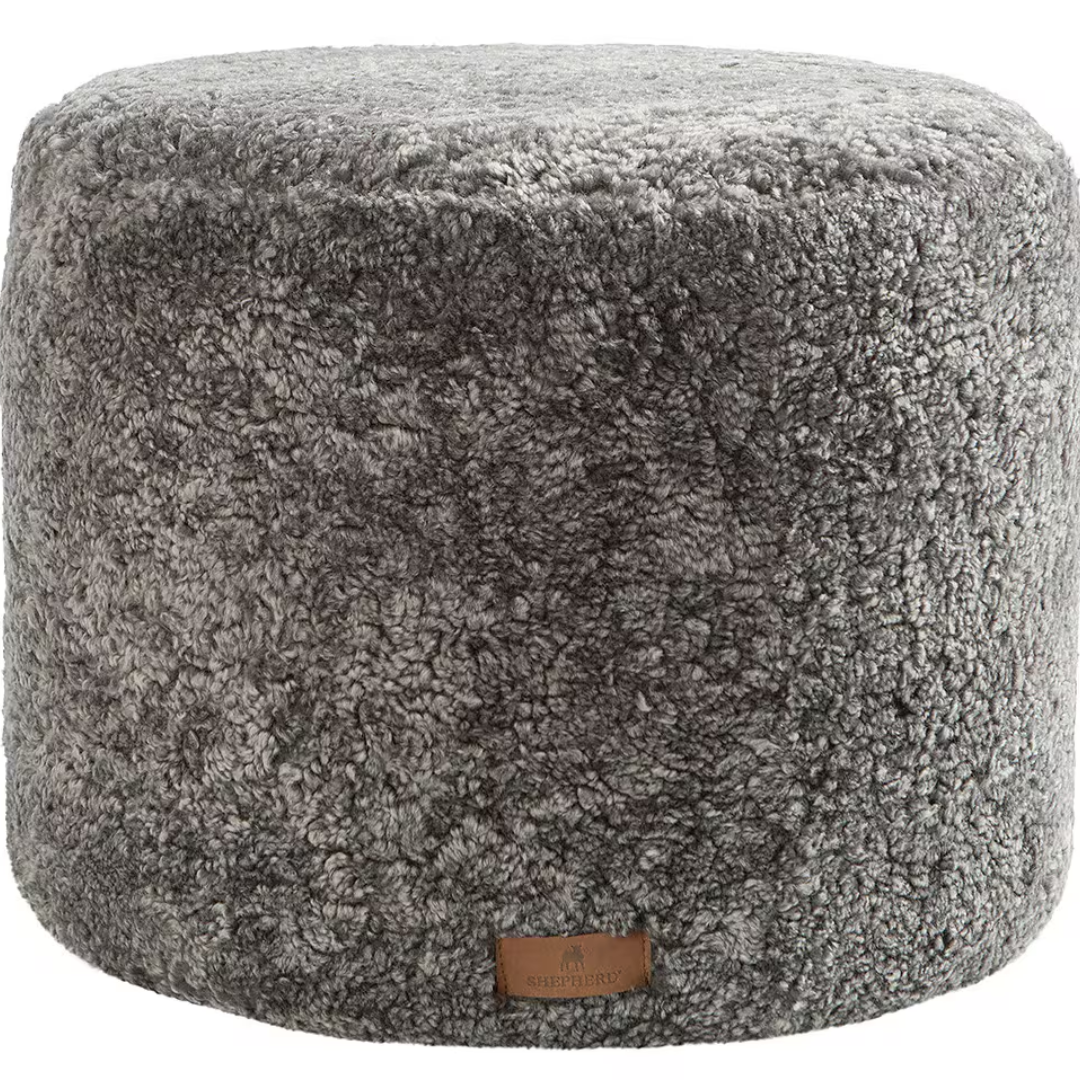 Round Sheepskin Pouffe
