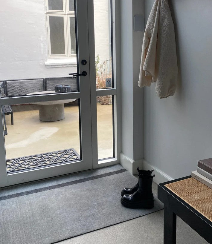 Striped Floor Mat in Light Grey