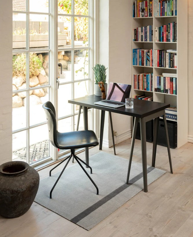 Striped Floor Mat in Light Grey