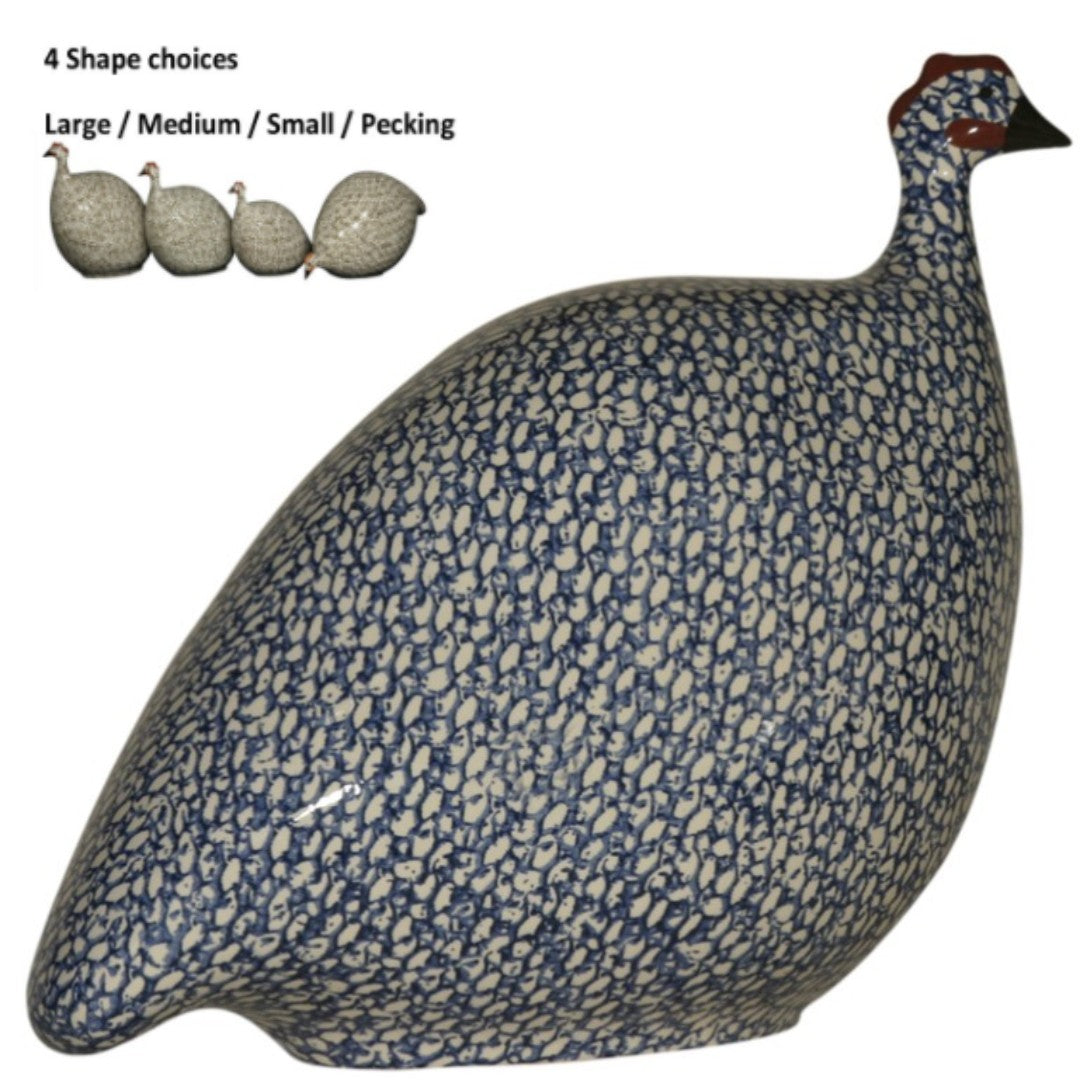 Guinea Fowl White Speckled Cobalt