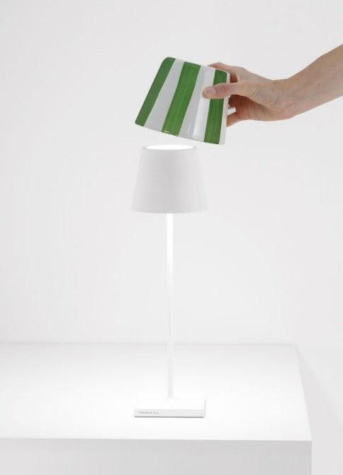 Ceramic Table Lamp in Green Striped Pattern