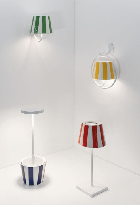 Ceramic Table Lamp in Red Striped Pattern