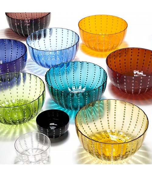 Glass Bowl in Blue with Dot Pattern