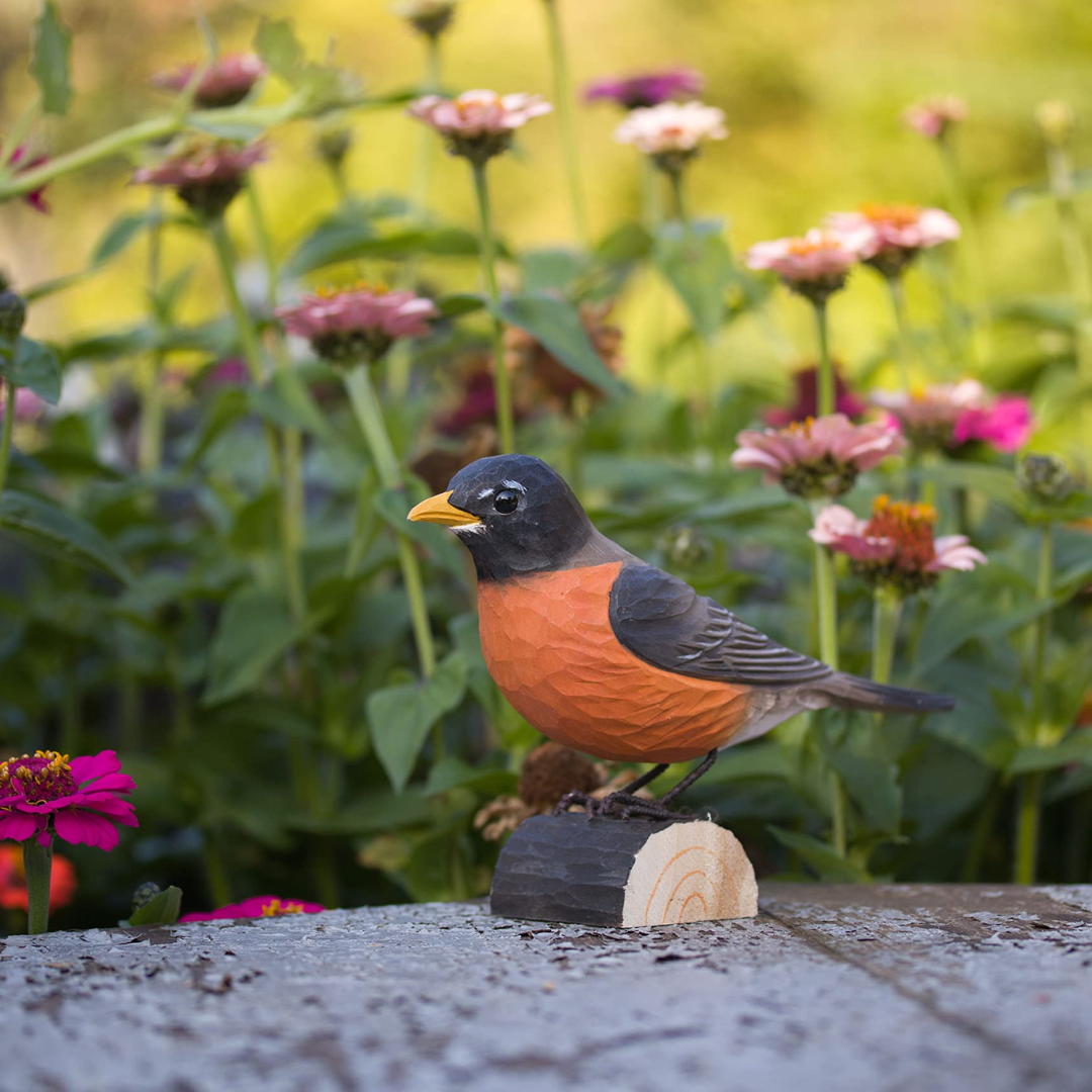 Hand-Carved Wooden Bird in 5 Bird Types