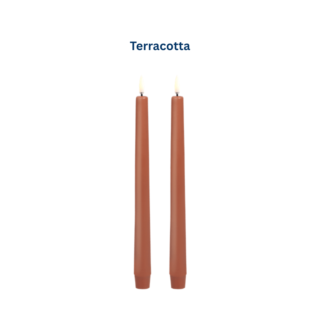 Small Smooth Slim Taper Candles 25cm in 8 Colours