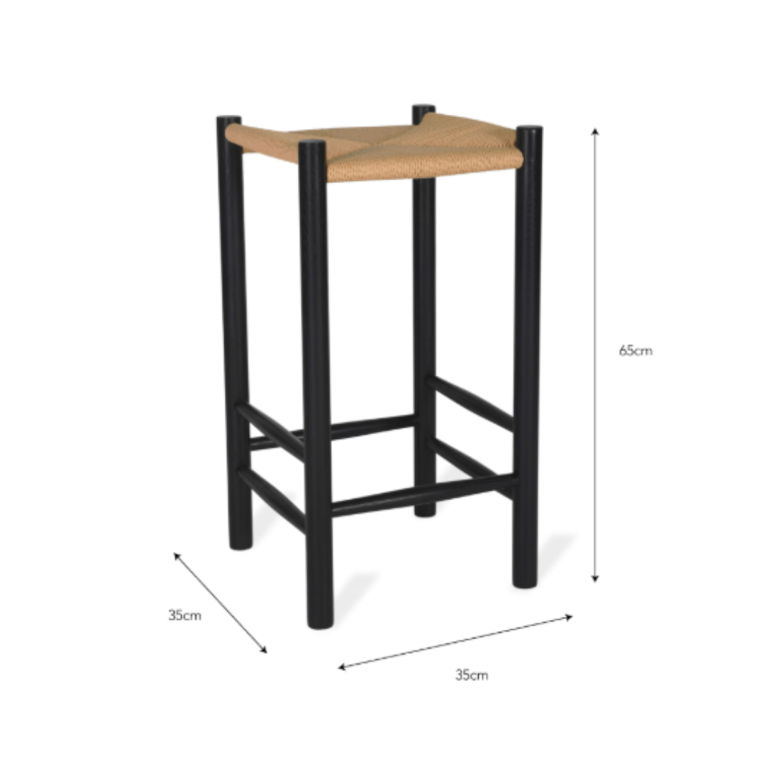 Oak & Papercord Bar Stool in Natural or Carbon
