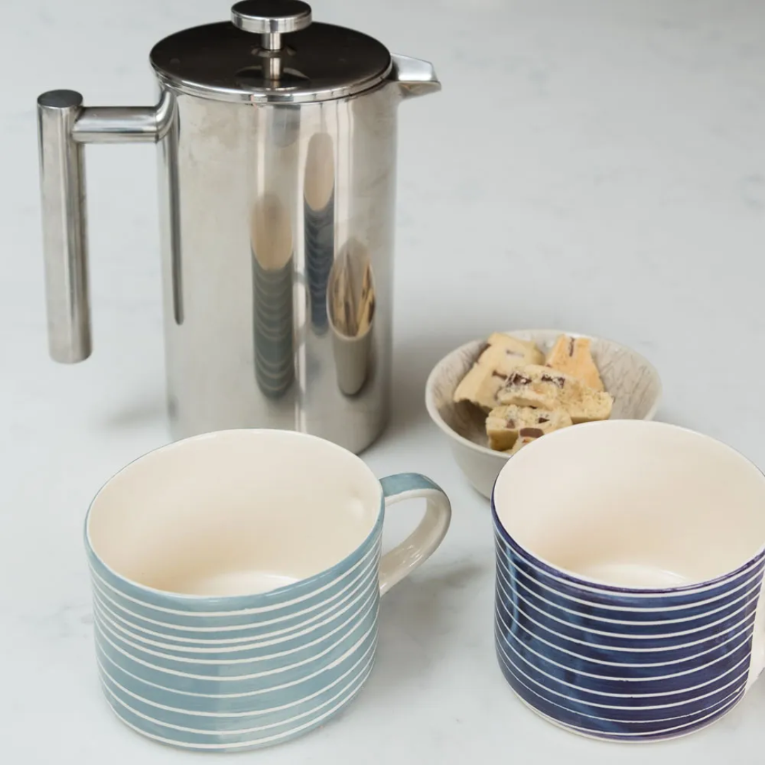 Ceramic Large Mug Sgrafitto Stripe