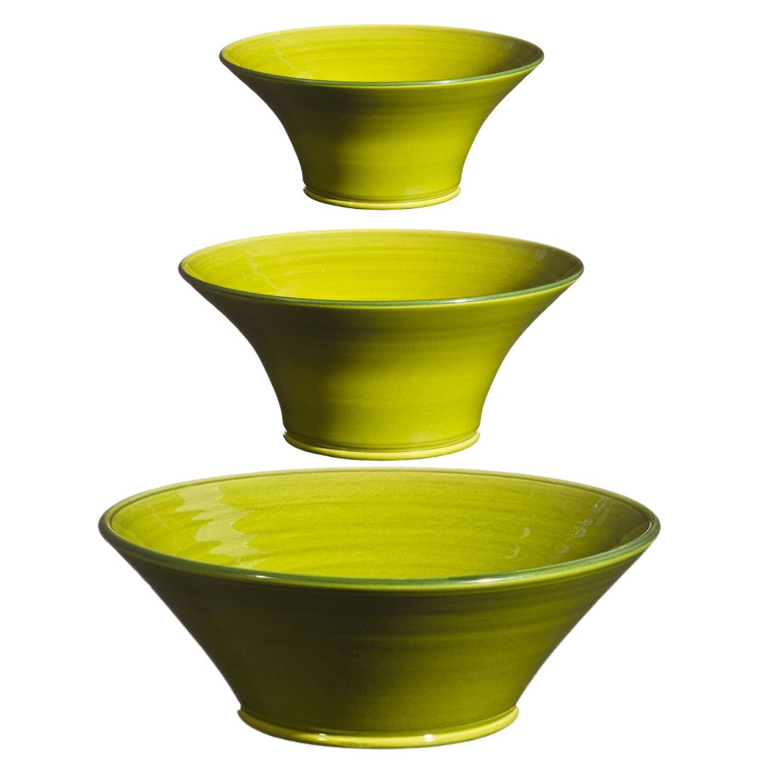 Apple Green Ceramic Flared Bowl in 3 Sizes
