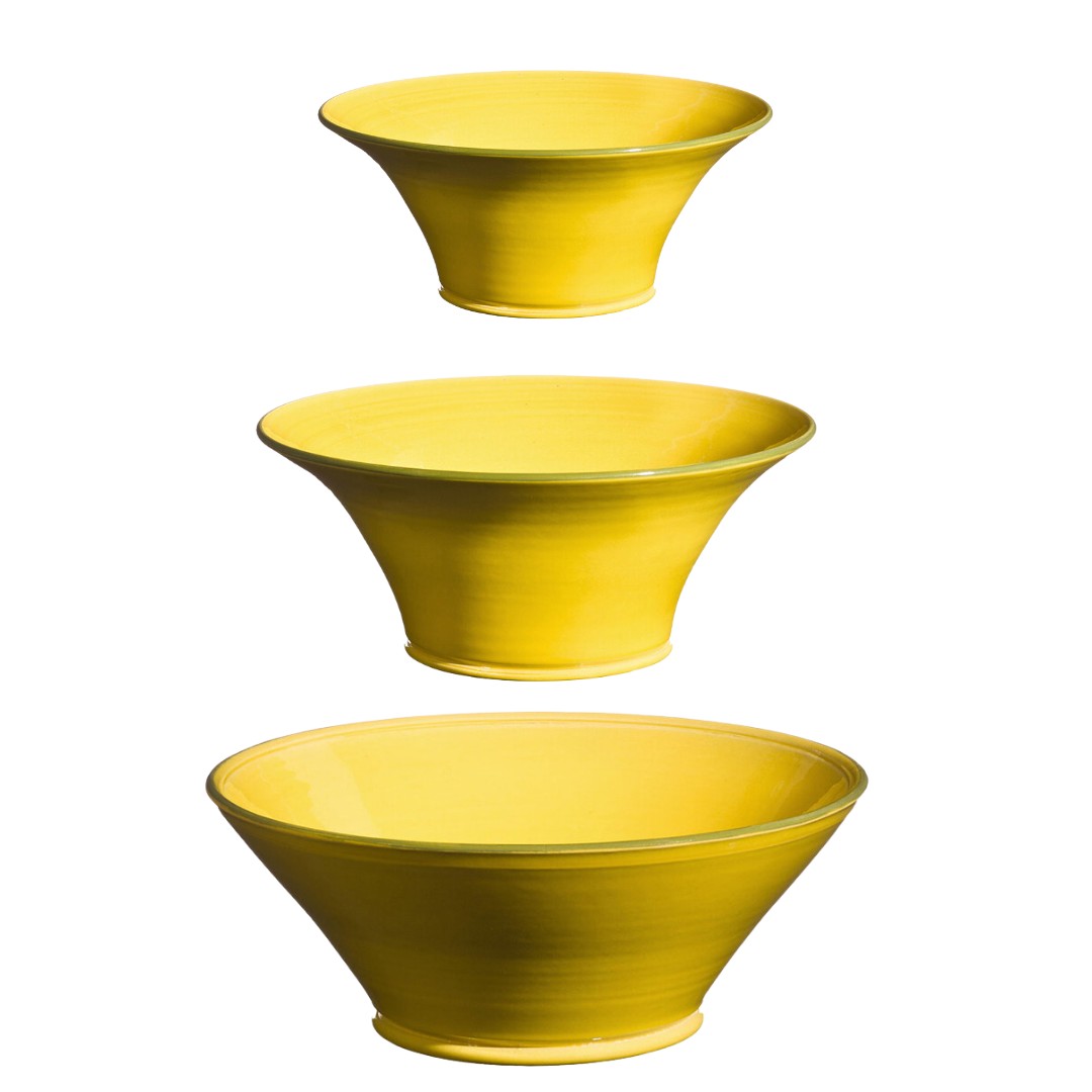 Yellow Ceramic Flared Bowl in 3 Sizes