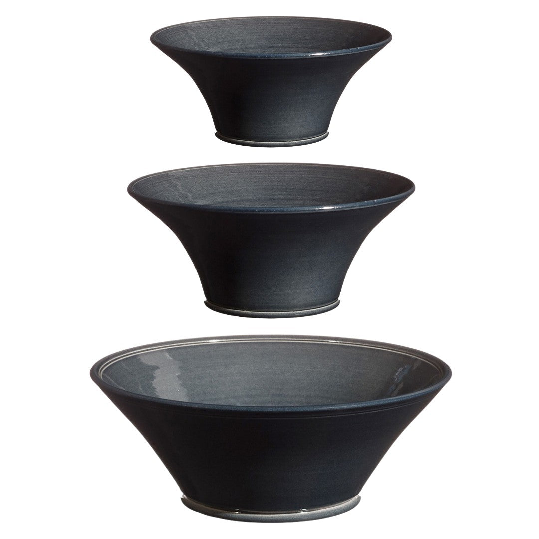 Black Ceramic Flared Bowl in 3 Sizes