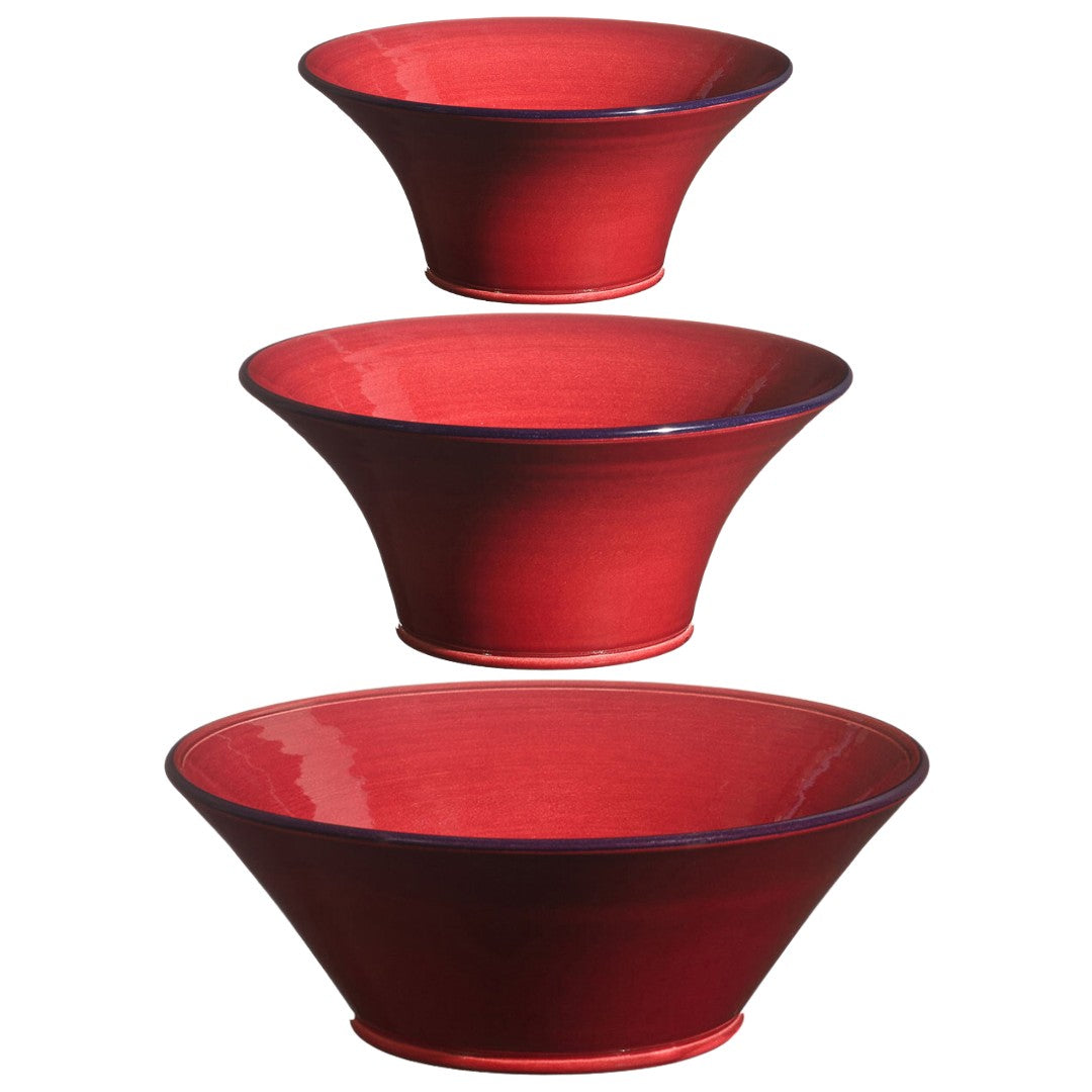 Red Ceramic Flared Bowl in 3 Sizes