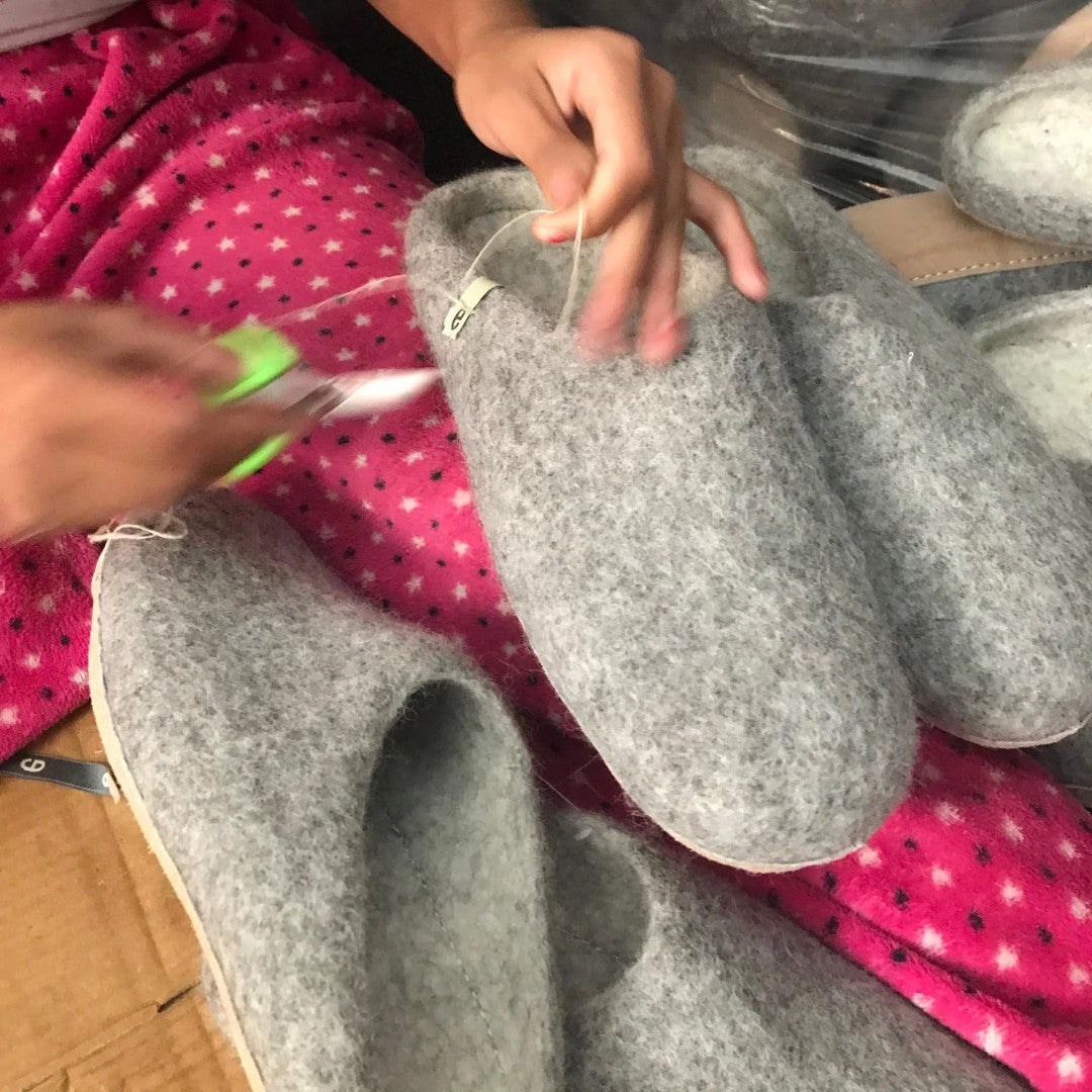 Slippers in Natural Grey - 3 sizes