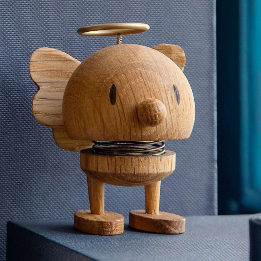 Small Angel Spring Figure in Oak