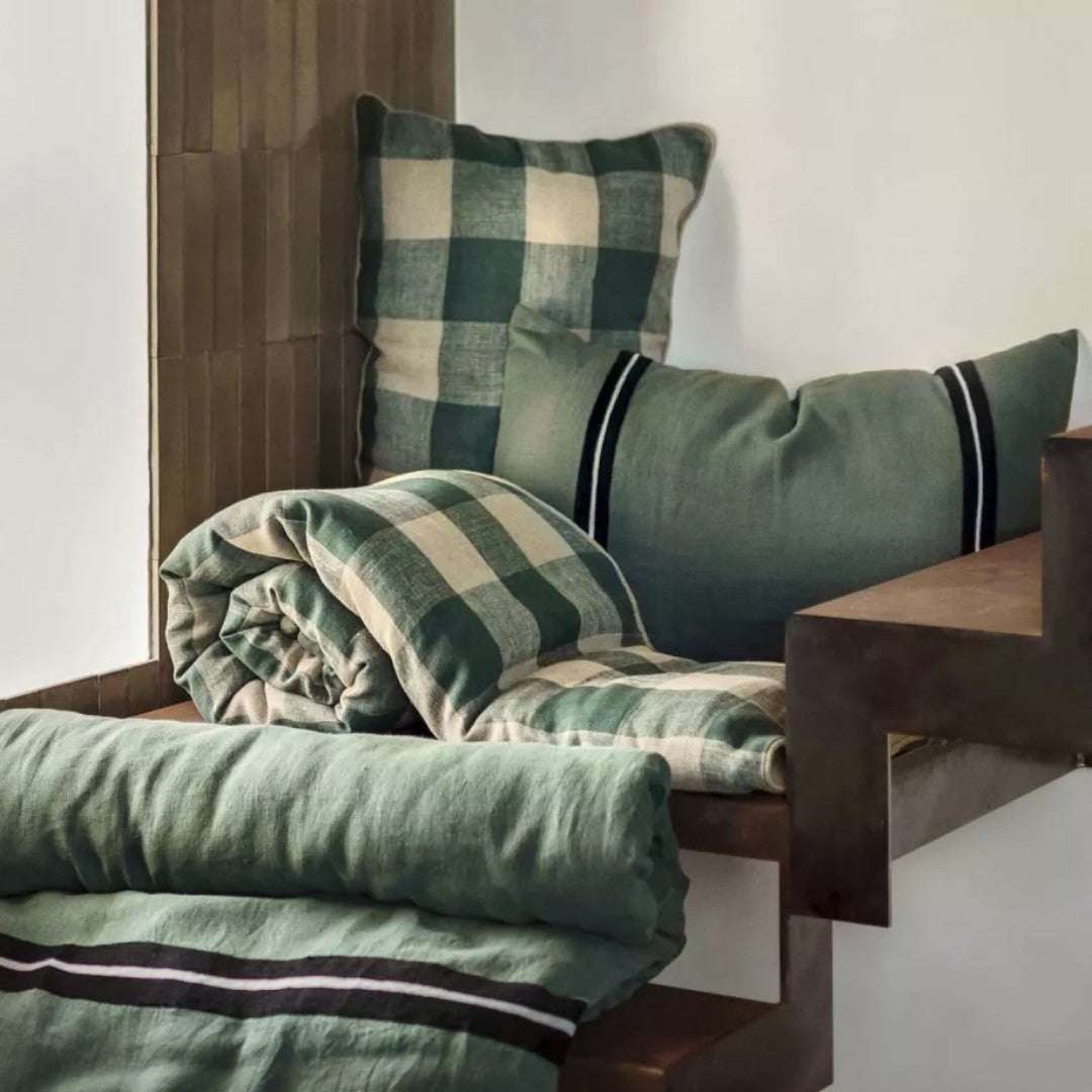 Khaki Striped Linen Cushion