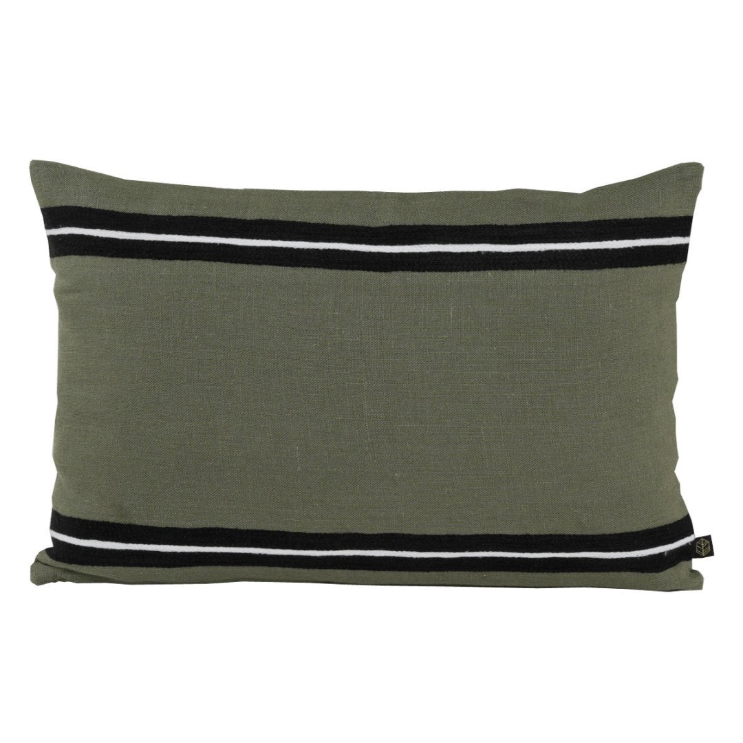 Khaki Striped Linen Cushion