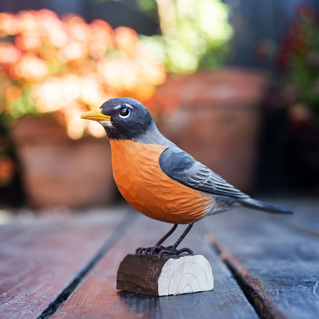Hand-Carved Wooden Bird in 5 Bird Types