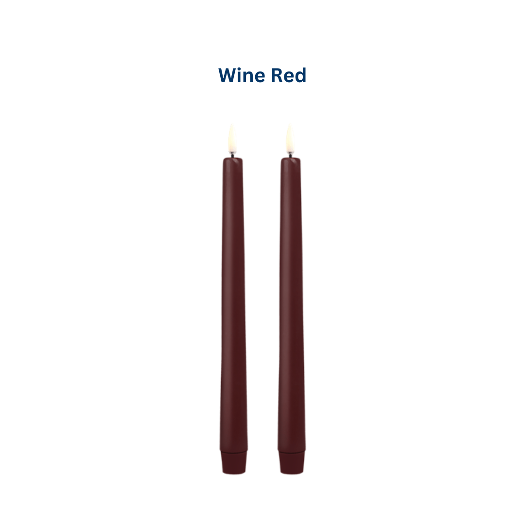 Small Smooth Slim Taper Candles 25cm in 8 Colours