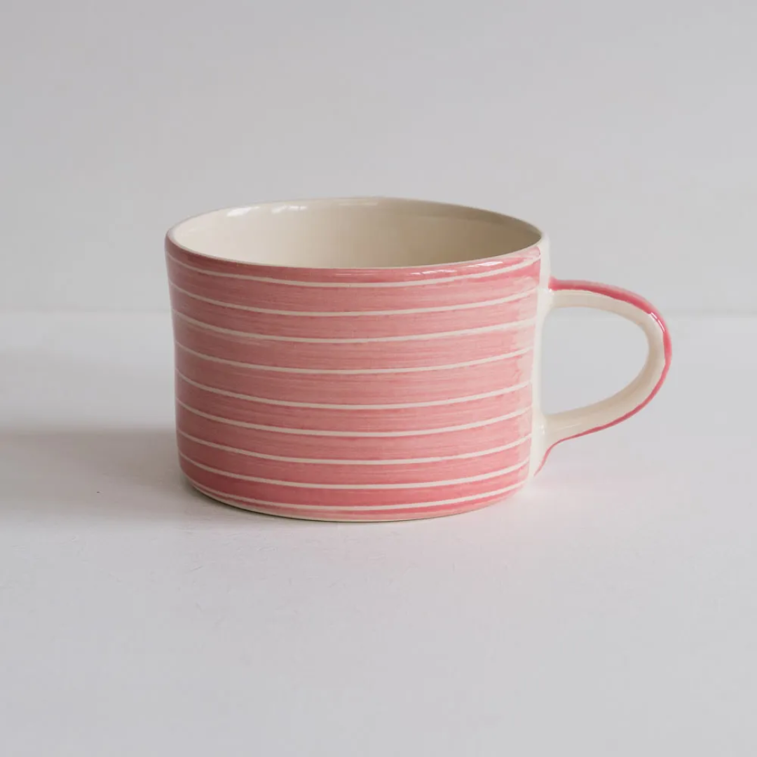 Ceramic Large Mug Sgrafitto Stripe