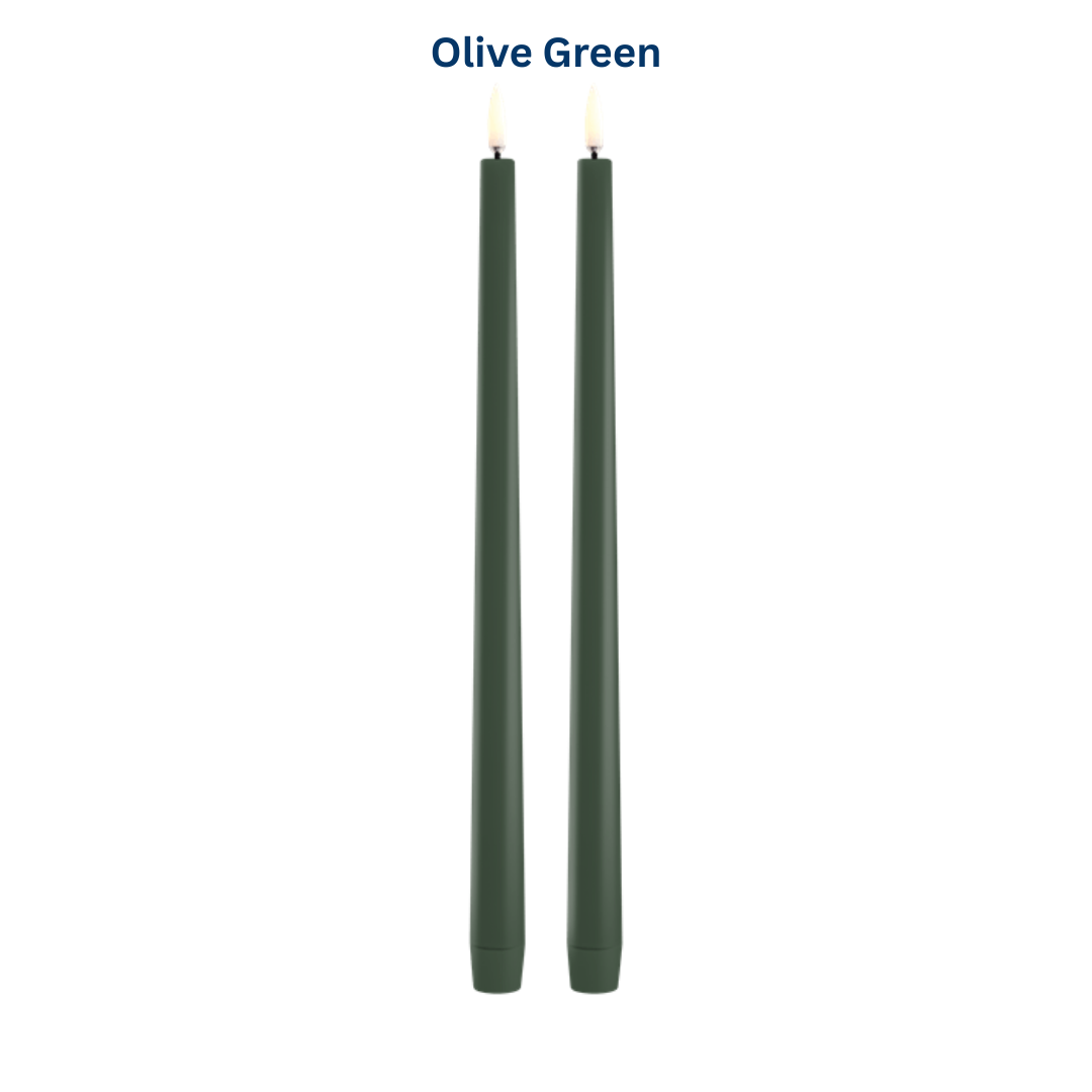 Medium Smooth Slim Taper Candles 32cm in 8 Colours