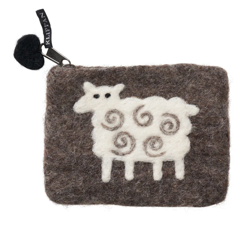 Felted Purse Sheep Grey 14x10cm