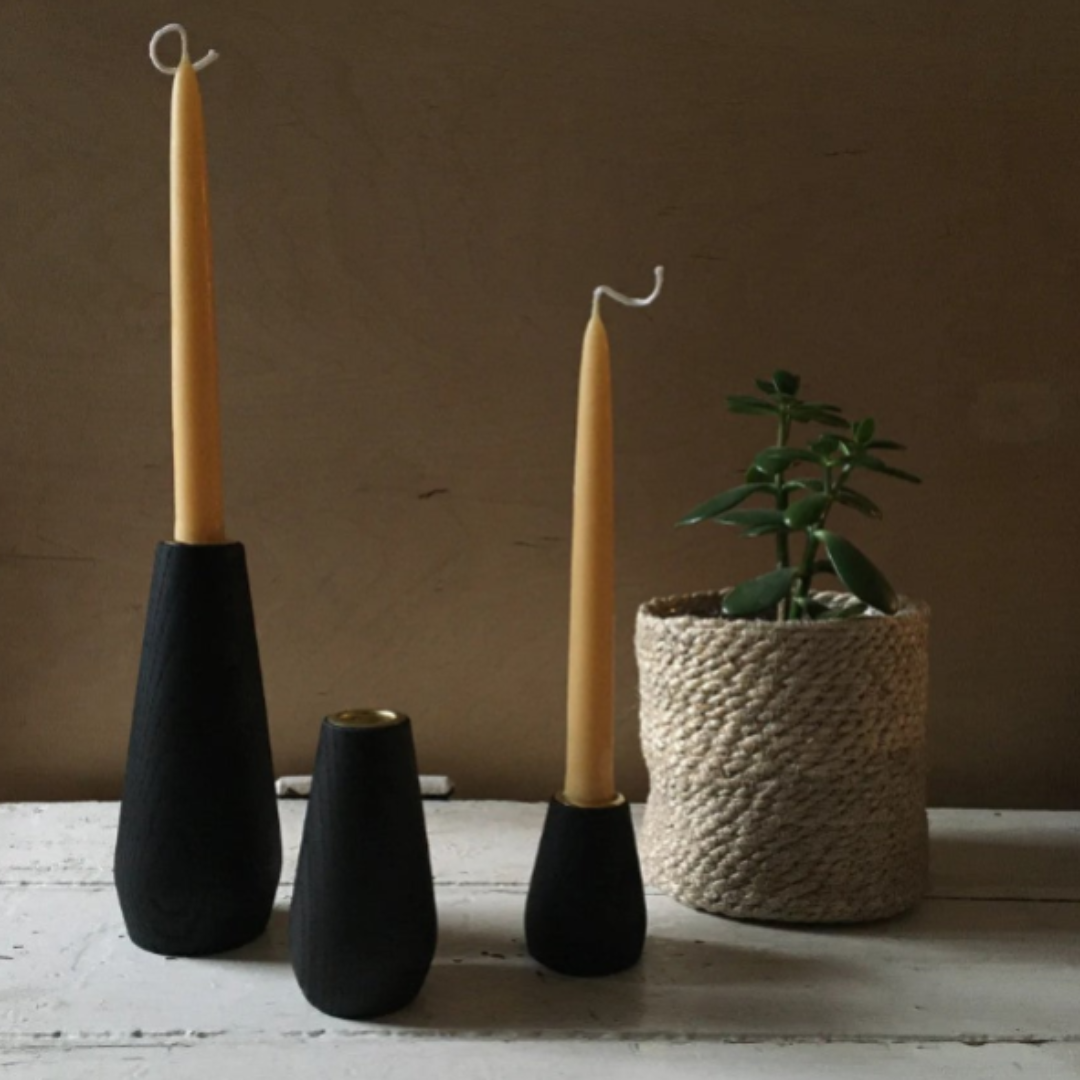 Ebonised Ash Spun Candle Holders - 3 sizes