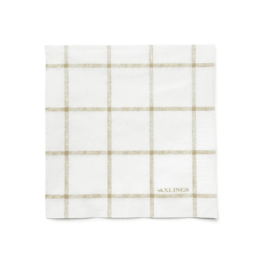 Pack of 50 Paper Napkins in Check Natural
