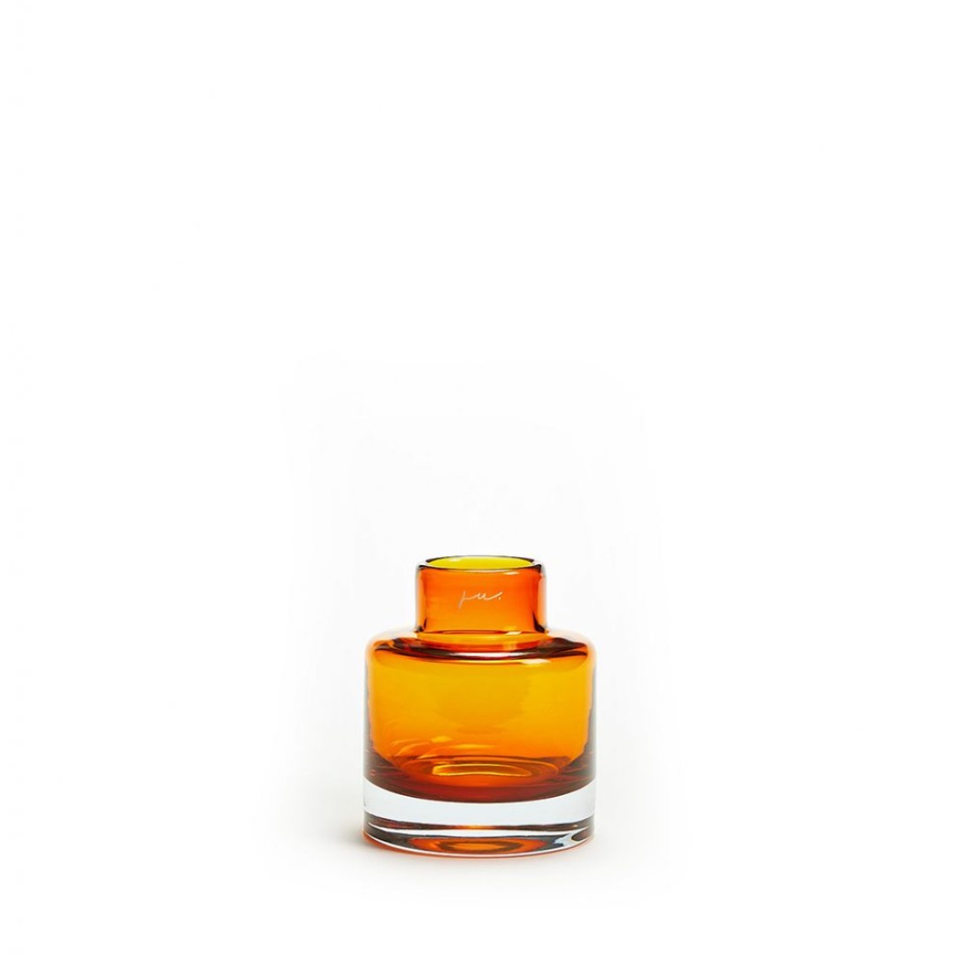 Glass Bottle vase Low in Amber