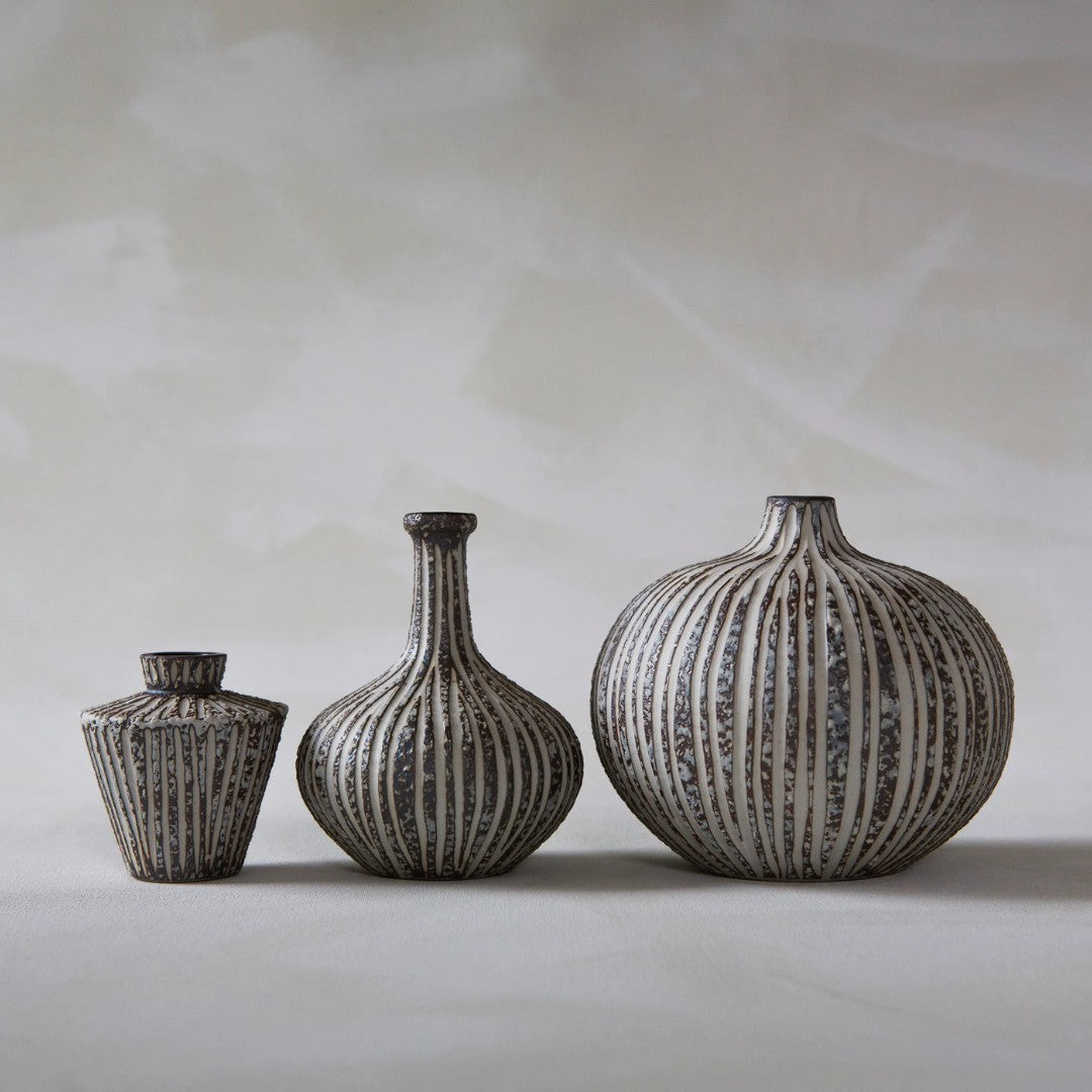 Large Ceramic Vase in Stone Stripe