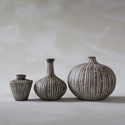 Large Ceramic Vase in Stone Stripe