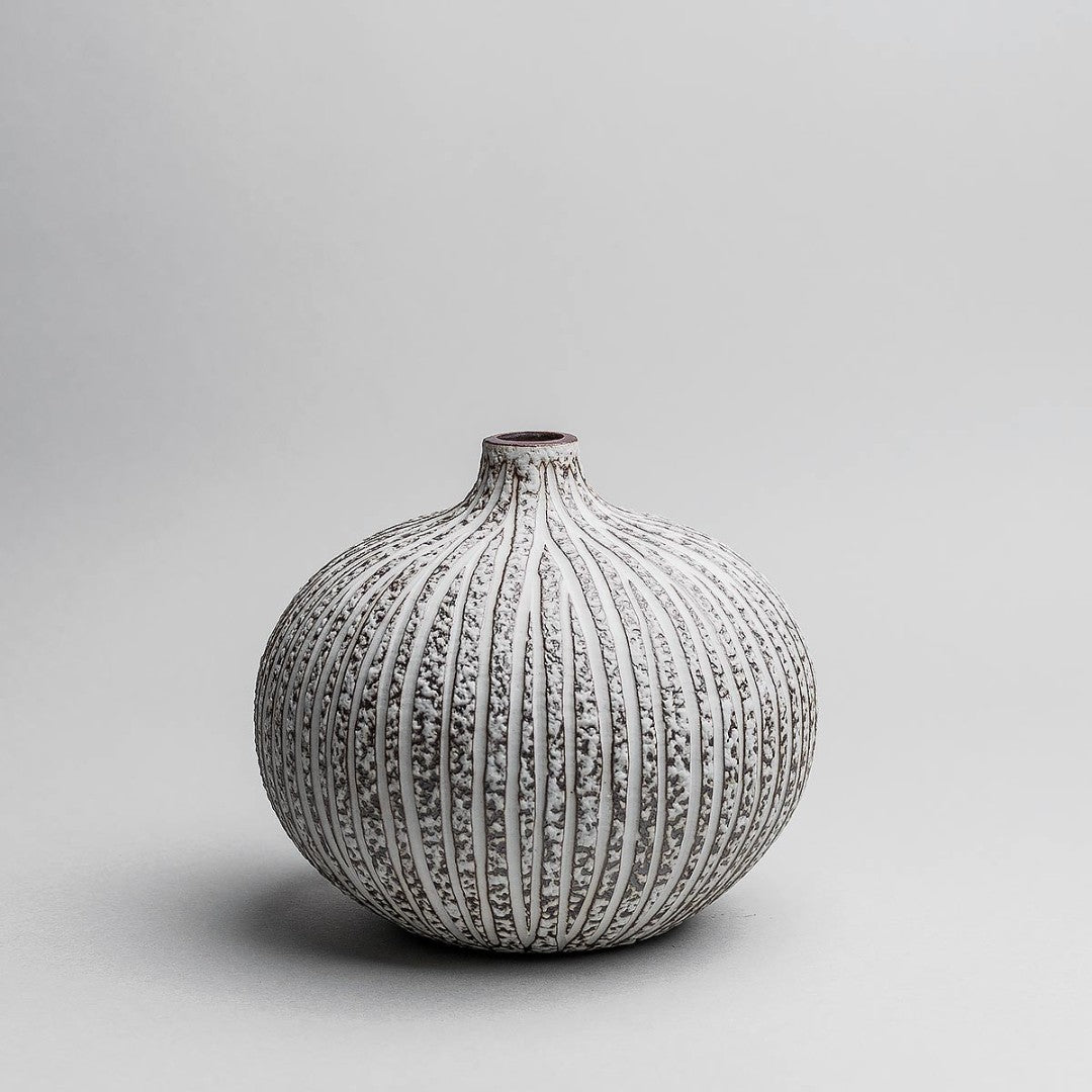 Large Ceramic Vase in Stone Stripe