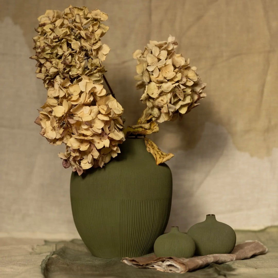 Small Ceramic Vase in Kyoto Forest Green