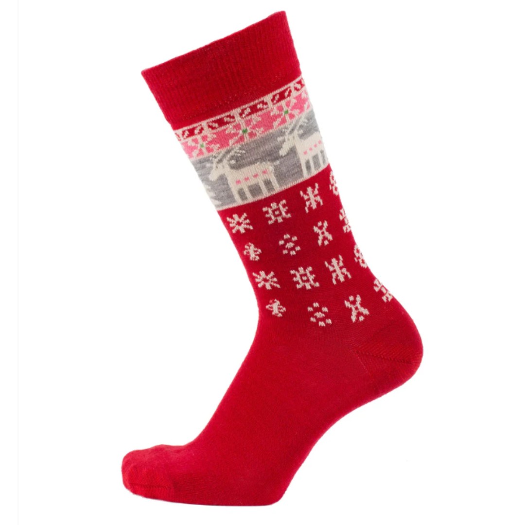 Reindeer Socks in Red/Grey