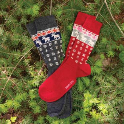 Reindeer Socks in Red/Grey