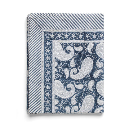 Large Paisley Pattern Tablecloth in Navy
