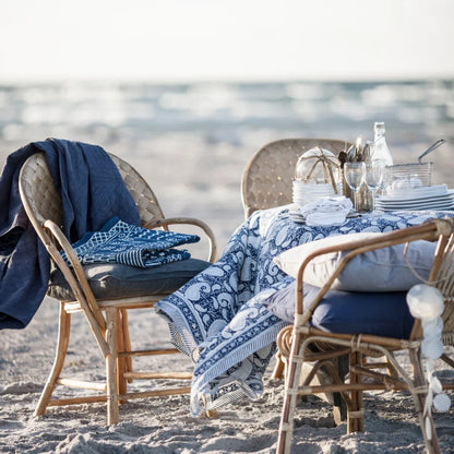 Large Paisley Pattern Tablecloth in Navy