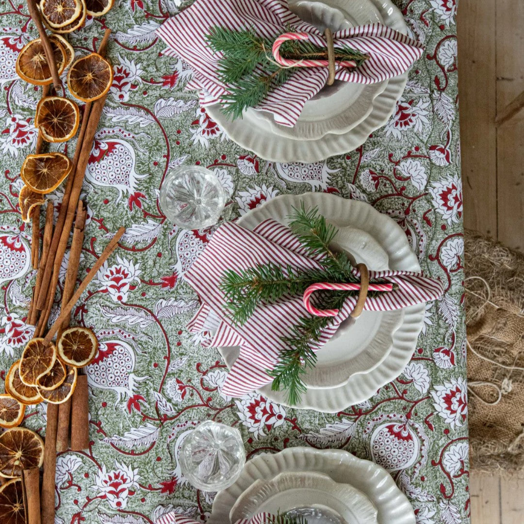 Extra Large Pomegranate Pattern Tablecloth in Green